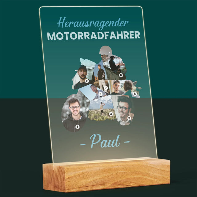 Form-Collage: Herausragender Motorradfahrer - Druck Auf Acrylglas