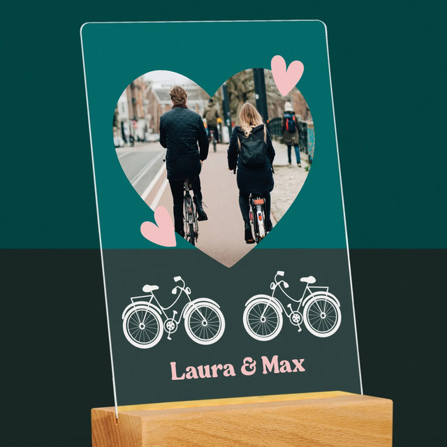 Foto Und Unterschrift: Radfahrerpaar - Druck Auf Acrylglas