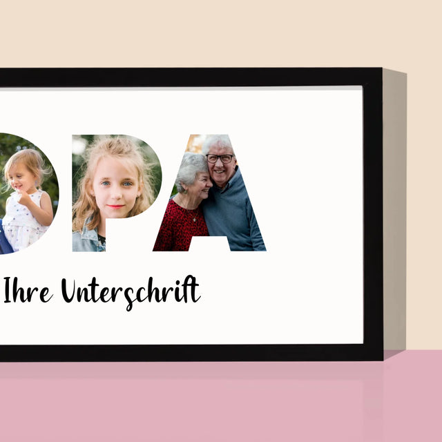 Buchstaben-Collage: Opa - Druck Mit Rahmen 20X40