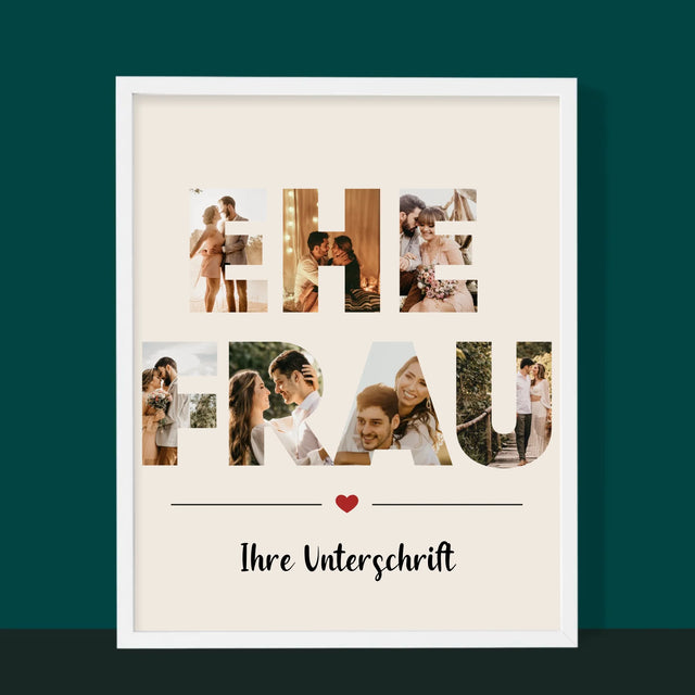 Buchstaben-Collage: Ehefrau - Druck Mit Rahmen 30X40