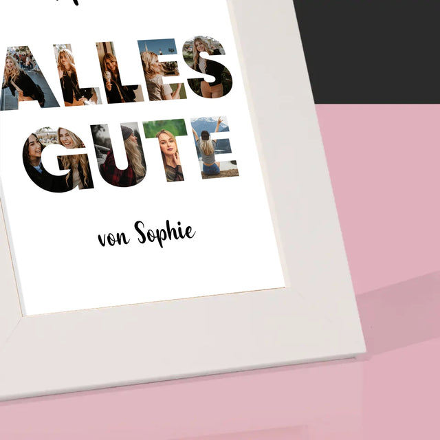 Buchstaben-Collage: Alles Gute - Bilderrahmen