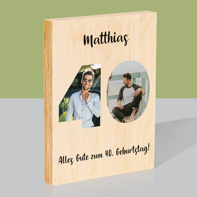 Buchstaben-Collage: 40. Geburtstag - Druck Auf Holz