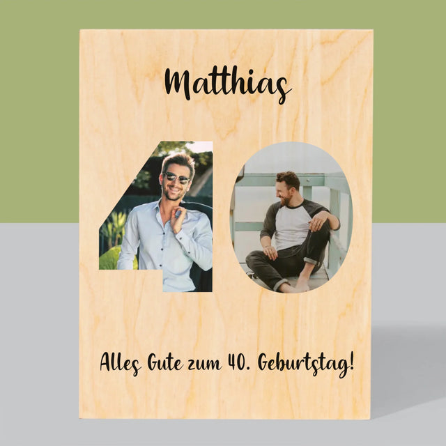 Buchstaben-Collage: 40. Geburtstag - Druck Auf Holz