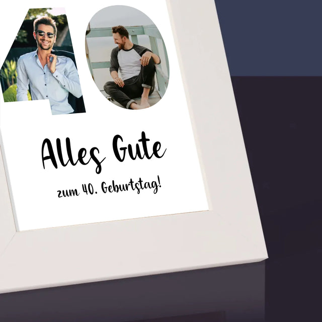 Buchstaben-Collage: 40. Geburtstag - Bilderrahmen