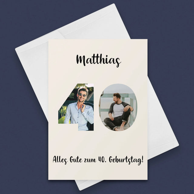 Buchstaben-Collage: 40. Geburtstag - Glückwunschkarte