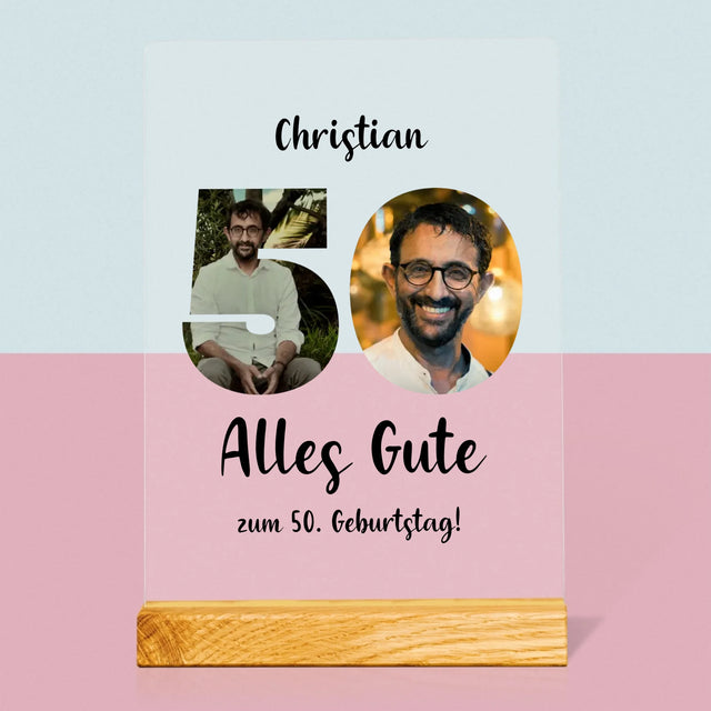 Buchstaben-Collage: 50. Geburtstag - Druck Auf Acrylglas