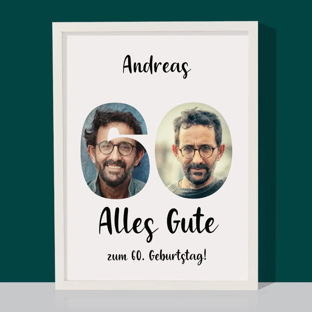 Buchstaben-Collage: 60. Geburtstag - Druck Mit Rahmen 30X40