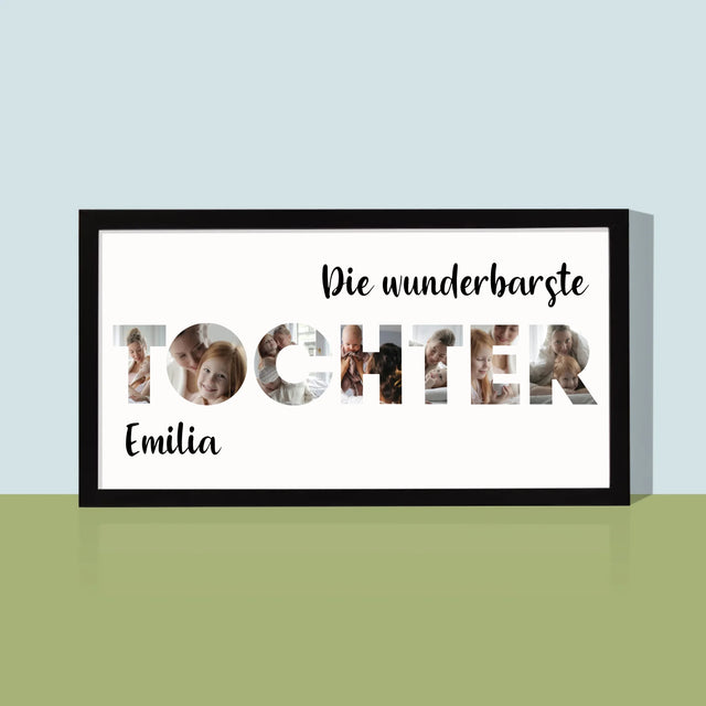 Buchstaben-Collage: Tochter - Druck Mit Rahmen 20X40