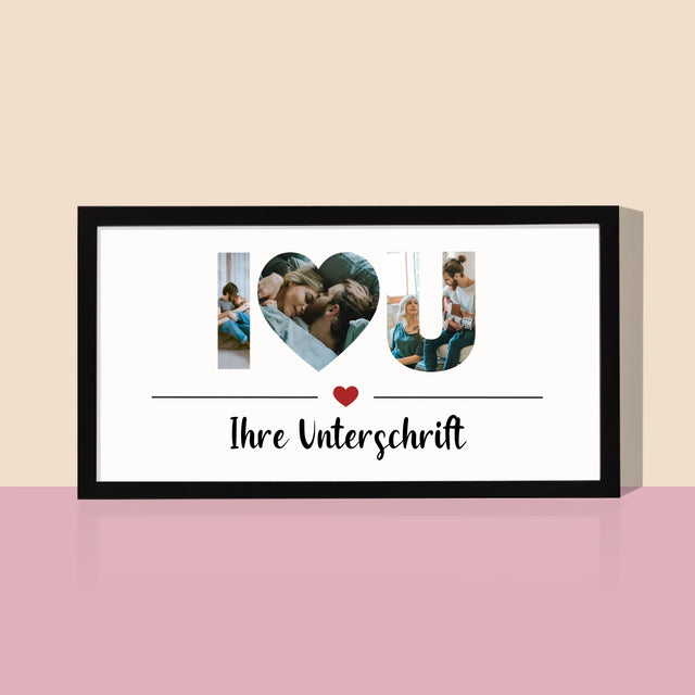 Buchstaben-Collage: I Love You - Druck Mit Rahmen 20X40