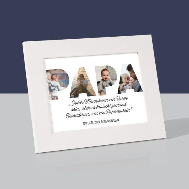 Buchstaben-Collage: Besonderer Papa - Bilderrahmen