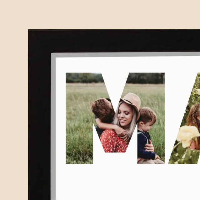 Buchstaben-Collage: Beste Mama Auf Der Welt - Druck Mit Rahmen 20X40