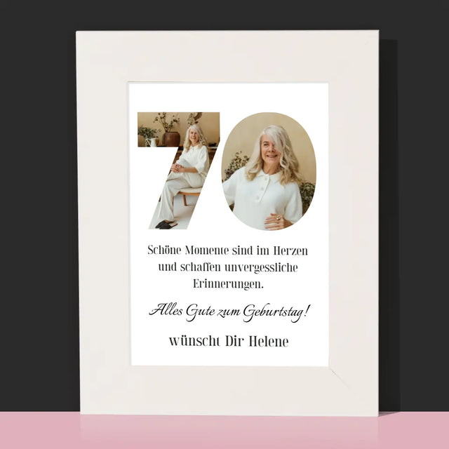 Buchstaben-Collage: 70 Jahre Alt - Bilderrahmen