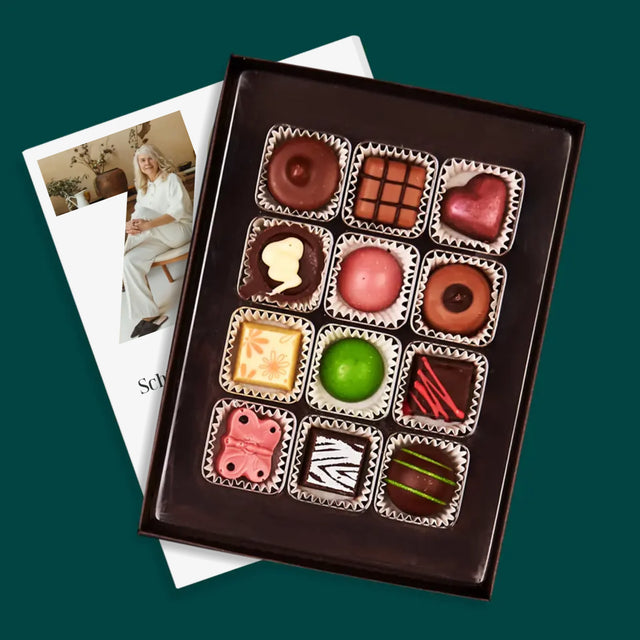 Buchstaben-Collage: 70 Jahre Alt - Pralinen