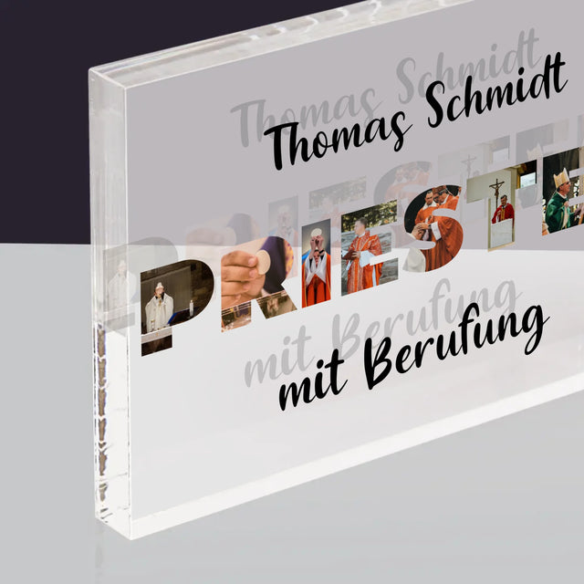 Buchstaben-Collage: Priester Aus Berufung - Acrylblock