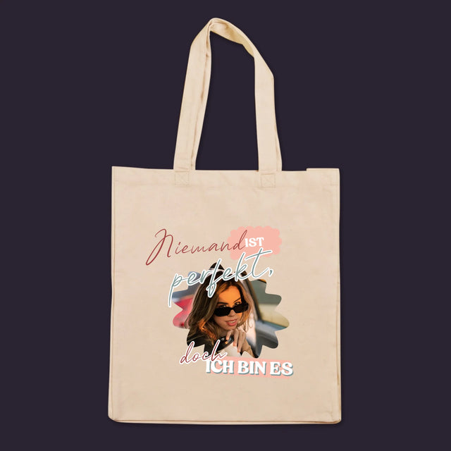 Foto Und Unterschrift: Niemand Ist Perfekt - Stofftasche