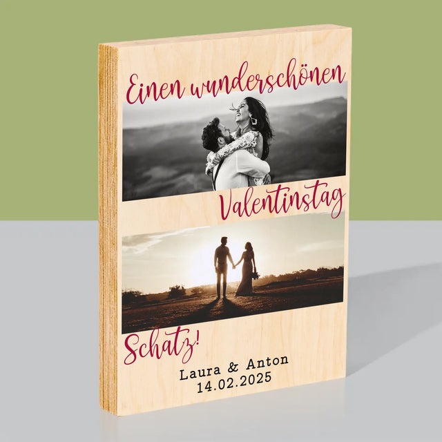 Fotocollage: Einen Wunderschönen Valentinstag - Druck Auf Holz
