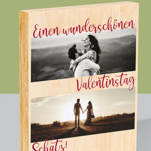 Fotocollage: Einen Wunderschönen Valentinstag - Druck Auf Holz