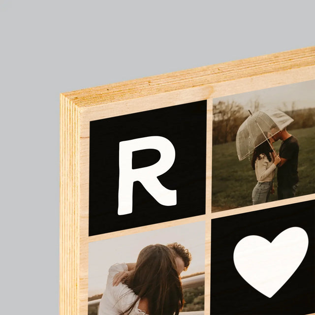 Fotocollage: Liebesmonogramme Mit Fotos - Druck Auf Holz