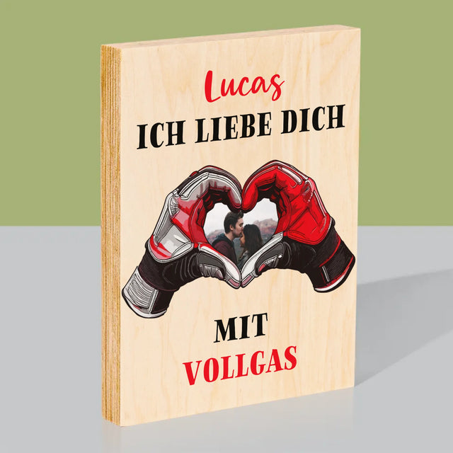 Foto Und Unterschrift: Ich Liebe Dich In Vollen Zügen - Druck Auf Holz