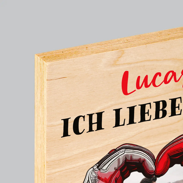 Foto Und Unterschrift: Ich Liebe Dich In Vollen Zügen - Druck Auf Holz