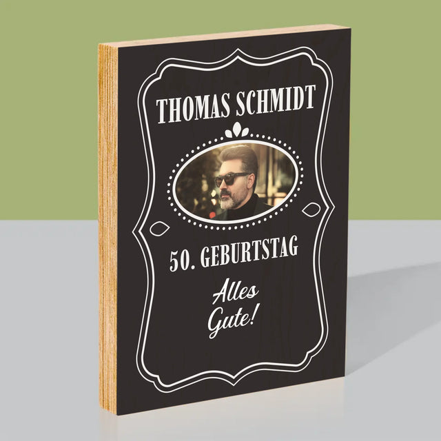 Foto Und Unterschrift: Alles Gute Zum 50. Geburtstag! - Druck Auf Holz
