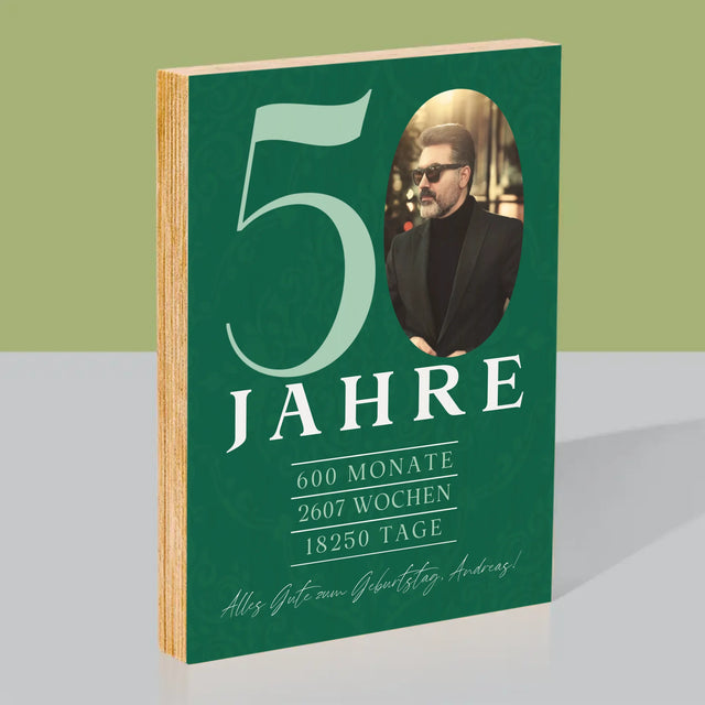 Foto Und Unterschrift: 50 Jahre Countdown - Druck Auf Holz