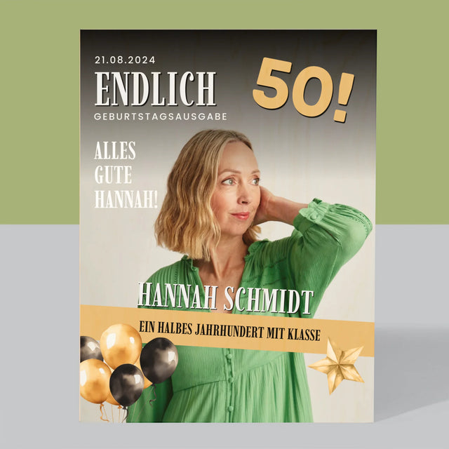 Magazin-Cover: Endlich 50 - Druck Auf Holz