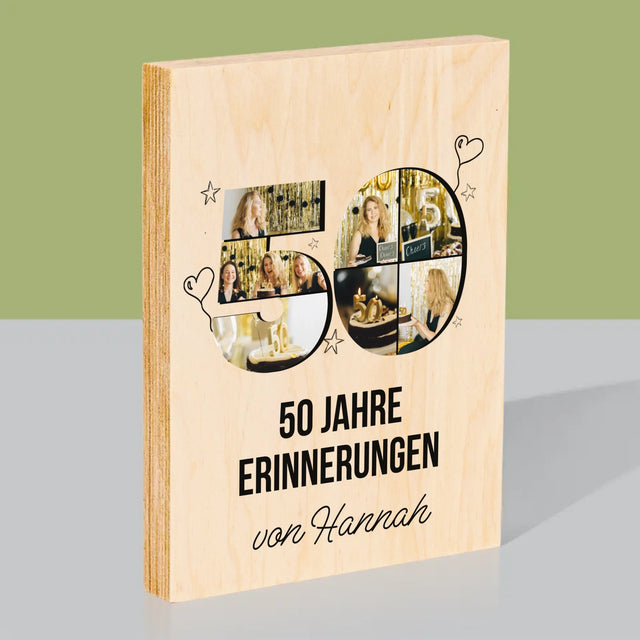 Form-Collage: 50 Jahre Erinnerungen - Druck Auf Holz