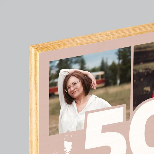 Fotocollage: 50 Gläser - Druck Auf Holz