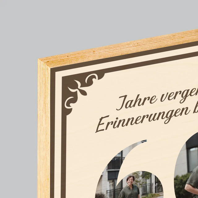 Buchstaben-Collage: Die Jahre Vergehen - Druck Auf Holz