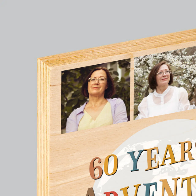 Fotocollage: 60 Years Of Adventure - Druck Auf Holz