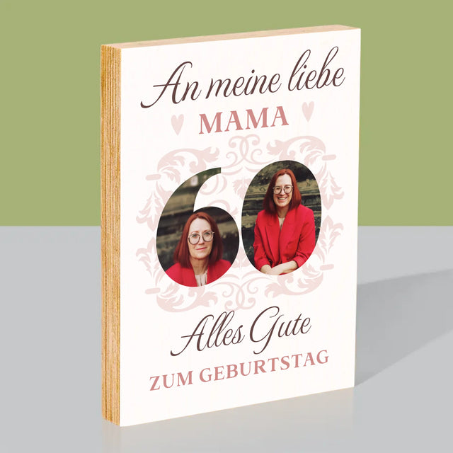 Buchstaben-Collage: An Meine Liebe Mama Zum 60. Geburtstag - Druck Auf Holz