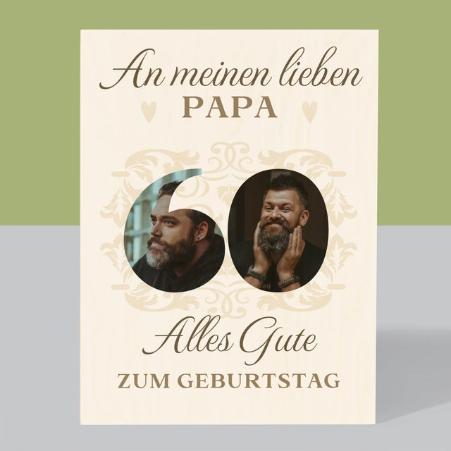 Buchstaben-Collage: An Meinen Lieben Papa Zum 60. Geburtstag - Druck Auf Holz