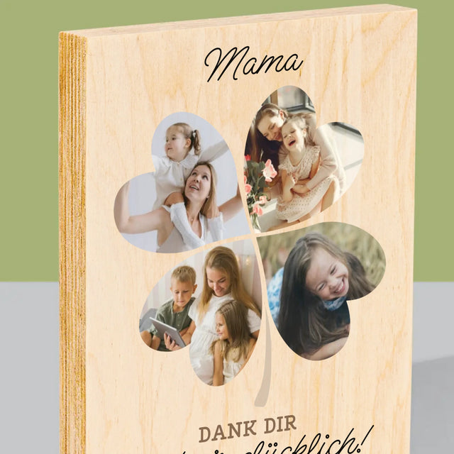 Fotocollage: Mama, Dank Dir Sind Wir Glücklich! - Druck Auf Holz