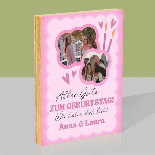 Fotocollage: Rosa Geburtstag - Druck Auf Holz