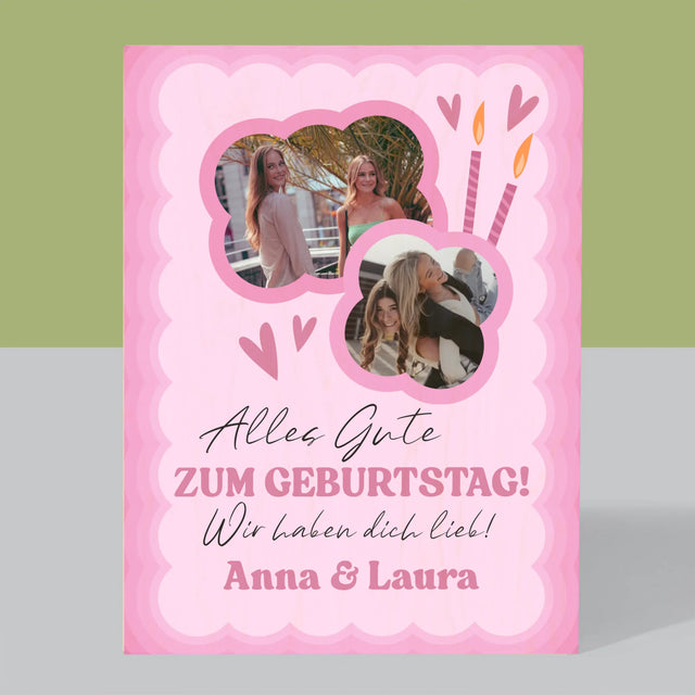 Fotocollage: Rosa Geburtstag - Druck Auf Holz