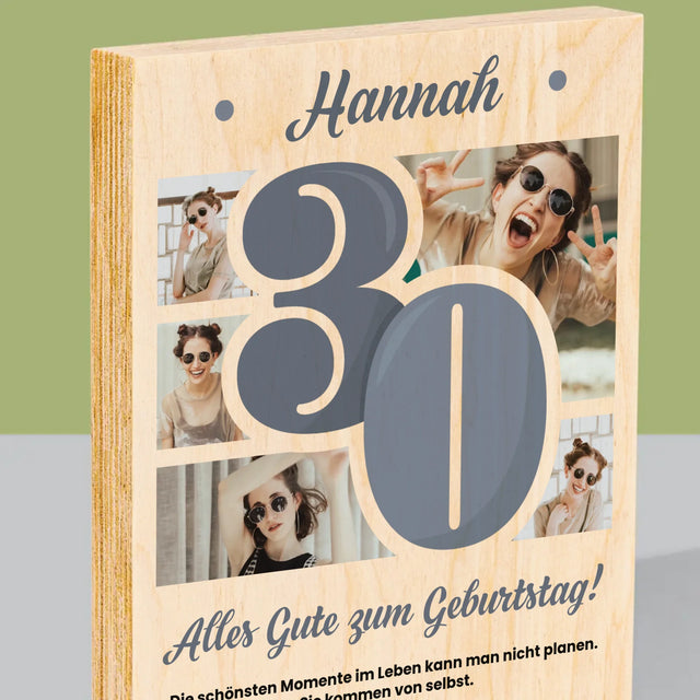 Fotocollage: 30. Geburtstag – Schönste Momente - Druck Auf Holz