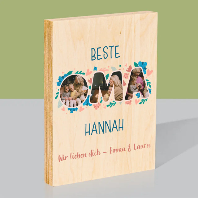Buchstaben-Collage: Beste Oma - Druck Auf Holz