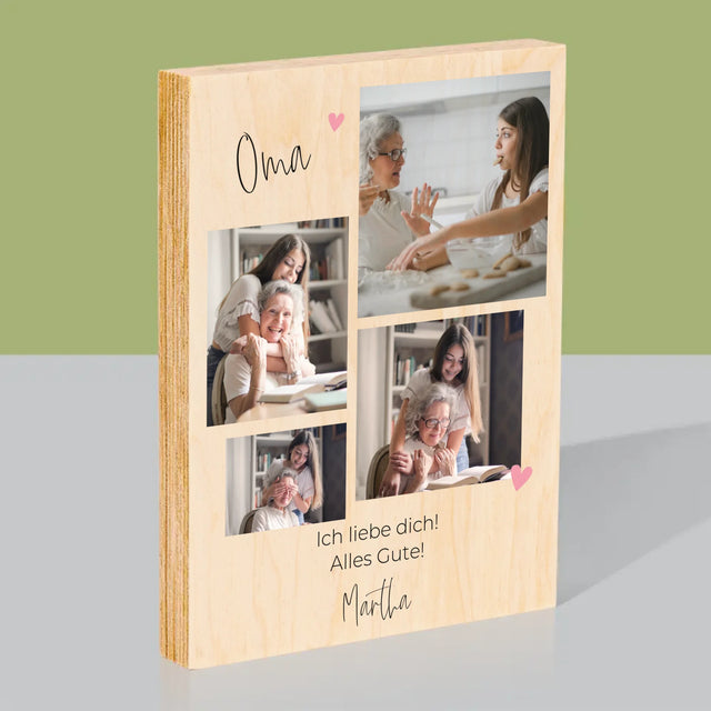 Fotocollage: Oma, Ich Liebe Dich - Druck Auf Holz