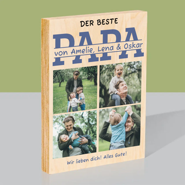 Fotocollage: Der Beste Papa Namen - Druck Auf Holz