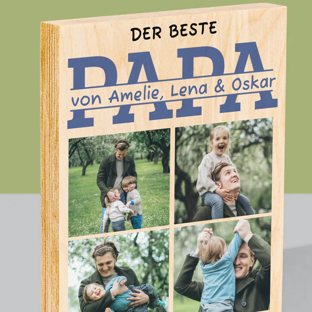 Fotocollage: Der Beste Papa Namen - Druck Auf Holz