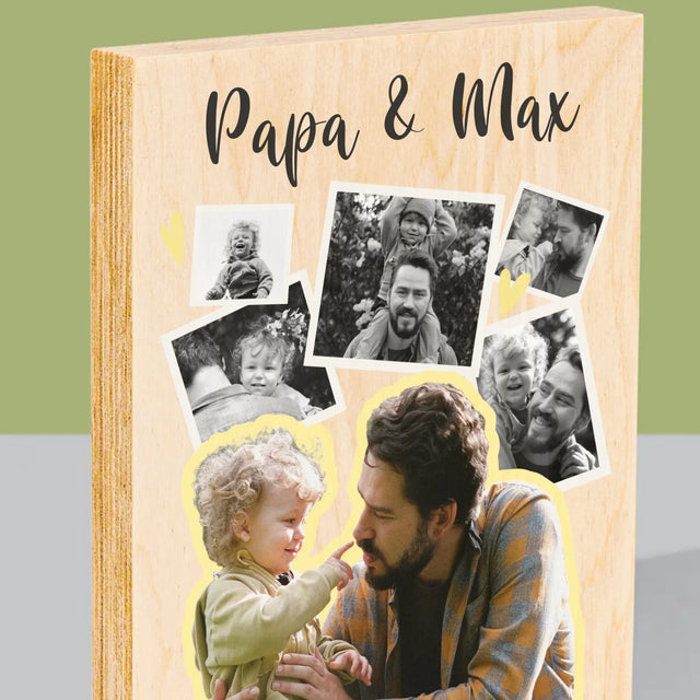 Fotocollage: Papa Mit Kind - Druck Auf Holz