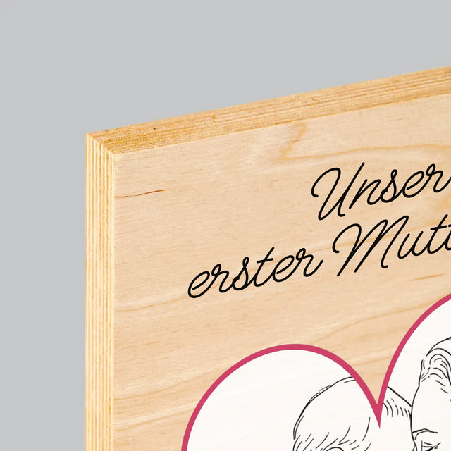 Foto Und Unterschrift: Lineart: Der Erste Muttertag - Druck Auf Holz