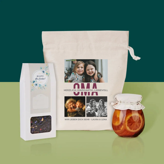 Fotocollage: Oma - Tee-Geschenkset
