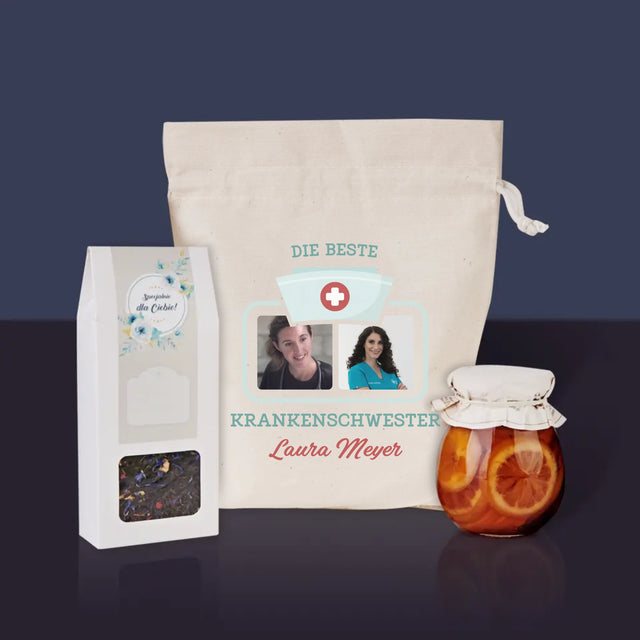 Fotocollage: Beste Krankenschwester - Tee-Geschenkset