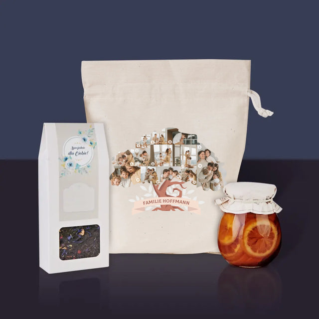 Form-Collage: Familienstammbaum - Tee-Geschenkset