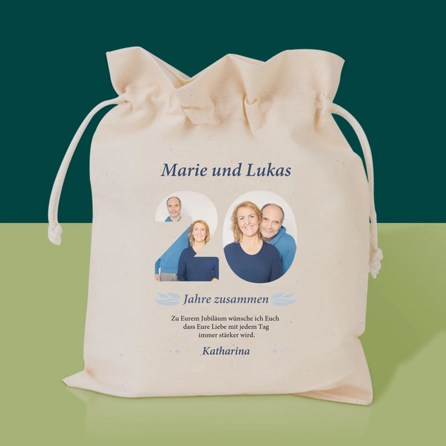 Buchstaben-Collage: 20 Jahre Zusammen - Tee-Geschenkset