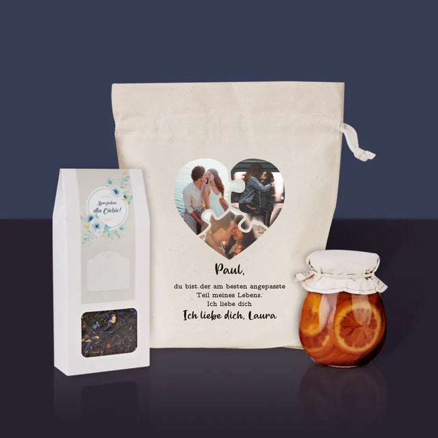 Fotocollage: Valentinstag-Puzzle - Tee-Geschenkset