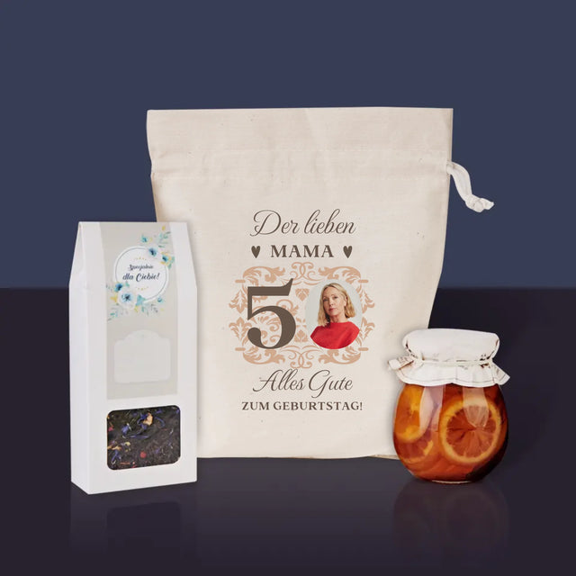 Foto Und Unterschrift: Der Lieben Mama Zum 50. Geburtstag - Tee-Geschenkset
