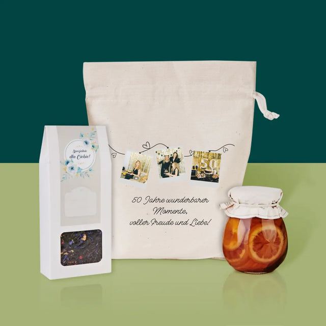 Fotocollage: 50 Jahre Voller Wunderbarer Momente - Tee-Geschenkset